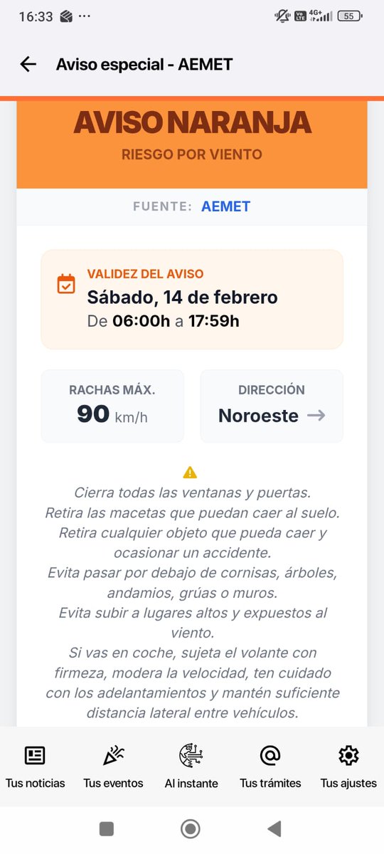 📢Aplazamos la Jornada de Puertas Abiertas que teníamos prevista para mañana sábado 14 de febrero, por el aviso de nivel naranja de la <a href="/aemet_esp/">AEMET</a> de rachas de viento 💨 de hasta 90 Km/h.

⏰En su lugar esperamos verles el próximo sábado 28 de febrero con el mismo horario❤️