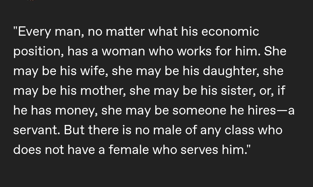 Andrea Dworkin already had an answer for this vision, all men have a woman who serves them and is beneath them.