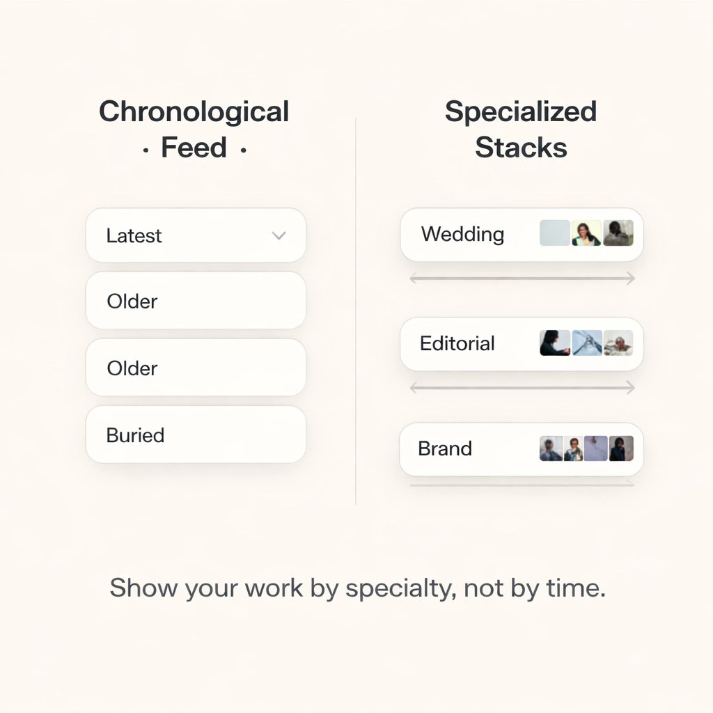 joinoutline's tweet photo. Chronological feeds bury your best work. Swap your link-in-bio for a portfolio-in-bio: show work by specialty (not just by date), put your top pieces up front, and add one clear “Book” button. Reply with your niche( for custom Stack ideas!) #creatorworkflow https://t.co/u0dNBWjSXl