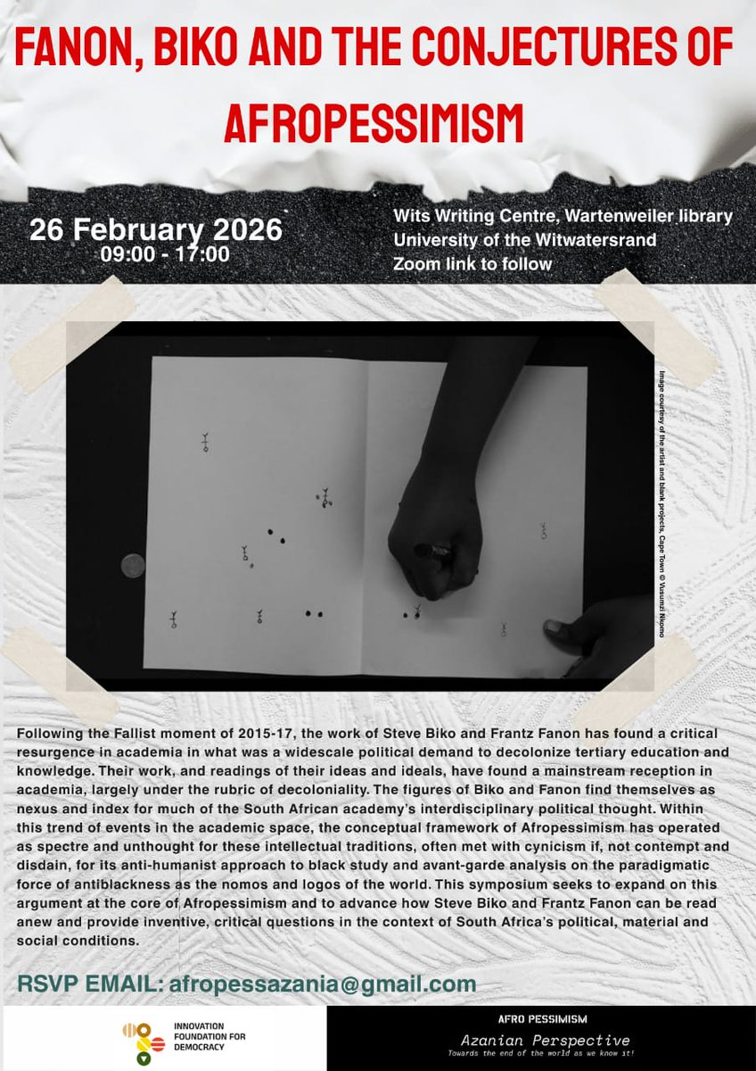 AfropessAzania's tweet photo. On the 26th of February, we are pleased to present to you our first-ever symposium courtesy of @AfropessAzania in partnership with Innovation Foundation for Democracy. Symposium will take place at @WitsUniversity on the 26th of February, 2026. https://t.co/Ml6NkNxuTG