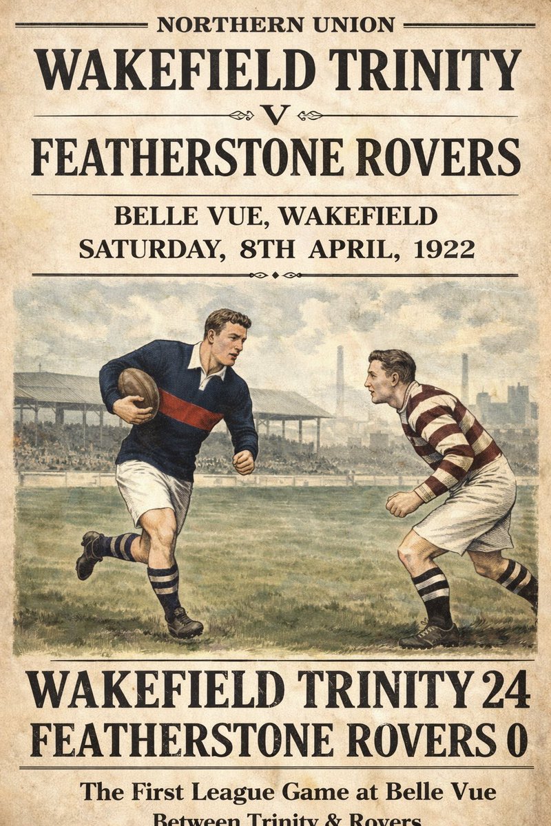 Memorable match …
It’s sad to see the demise of Featherstone Rovers this year … here is the first league game at Belle Vue between the teams … with AI assistance … ⚜️🔴⚪️🔵⚜️
