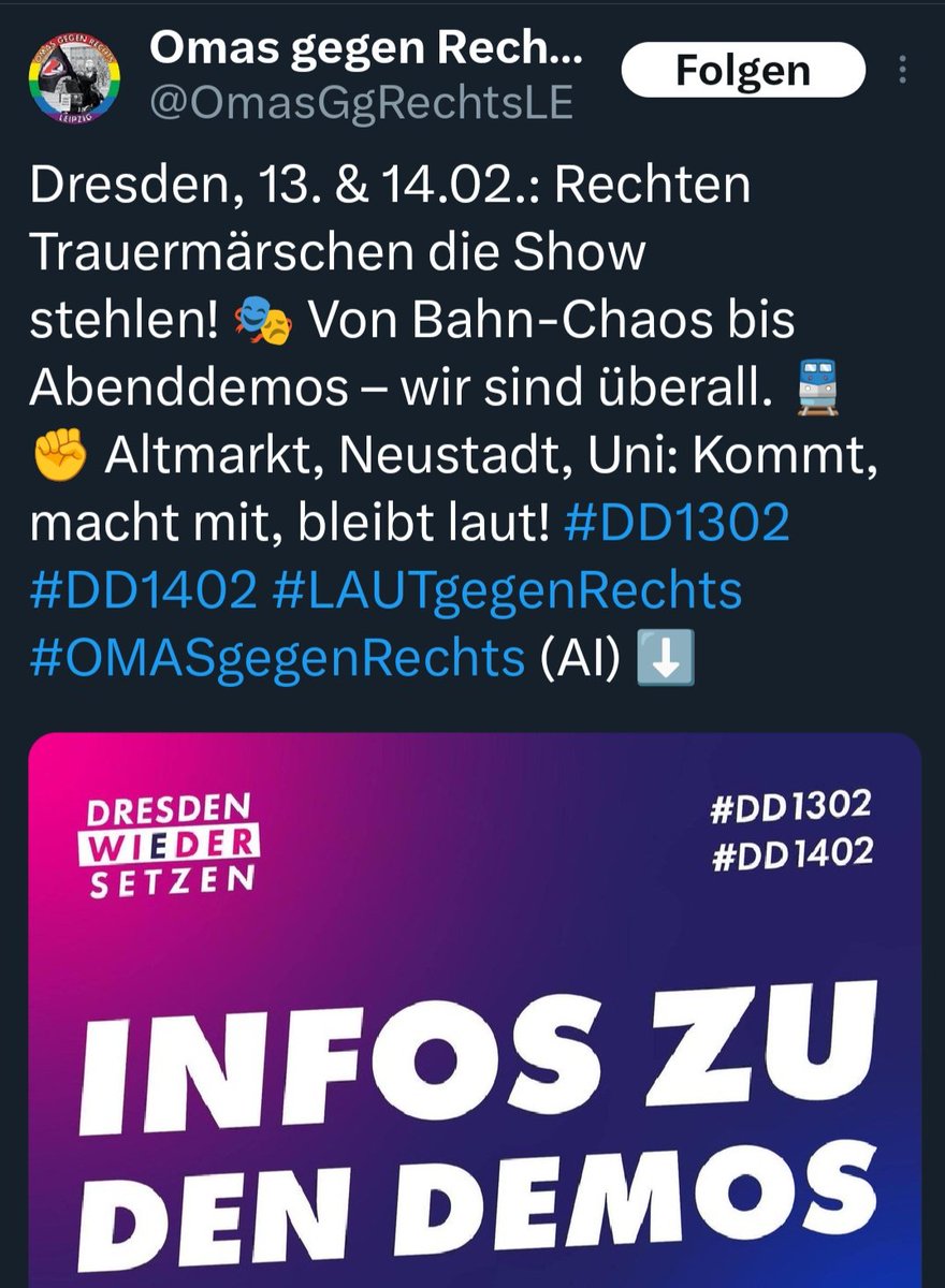 Die antideutschen Stasi-Omas schleichen natürlich auch durch Dresden und beschmutzen das Andenken an die Opfer des Feuersturms auf Dresden '45. #Dresden1945