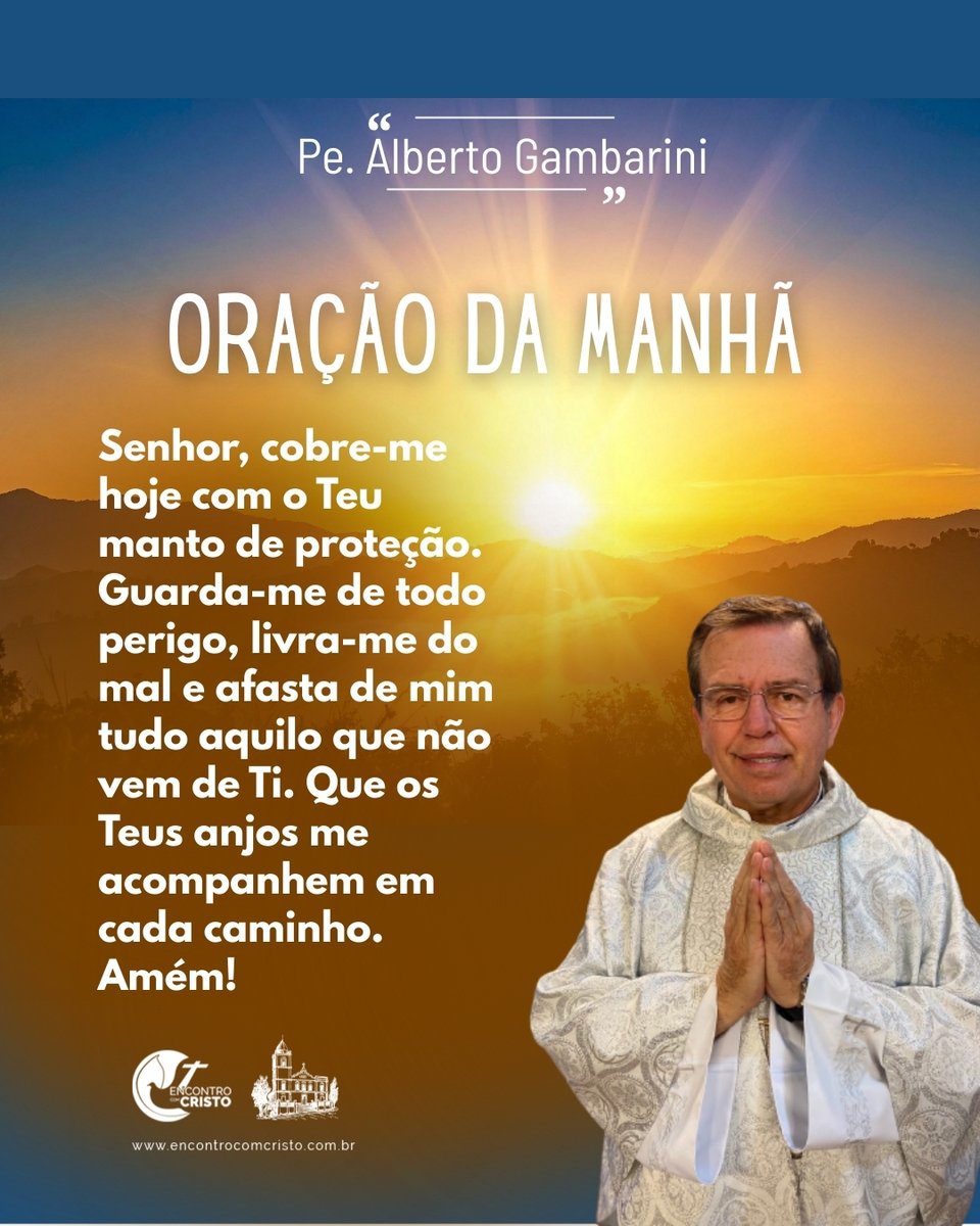 Rezemos juntos a oração da manhã! Ao nascer do sol, renovamos nossa confiança no Senhor. Que Ele nos cubra com Seu manto de proteção, nos livre de todo mal e conduza cada passo do nosso dia.