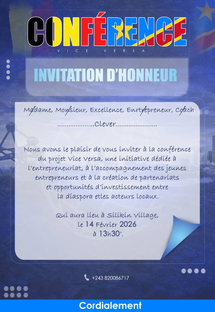 CleverMenji's tweet photo. Honoré d’avoir été invité à la conférence du Projet Vice Versa, une initiative dédiée à l’entrepreneuriat et à la création de partenariats et d’opportunités d’investissement entre la diaspora et les acteurs locaux.
#RDC #Kinshasa #Congo https://t.co/Ao9IOI7umv