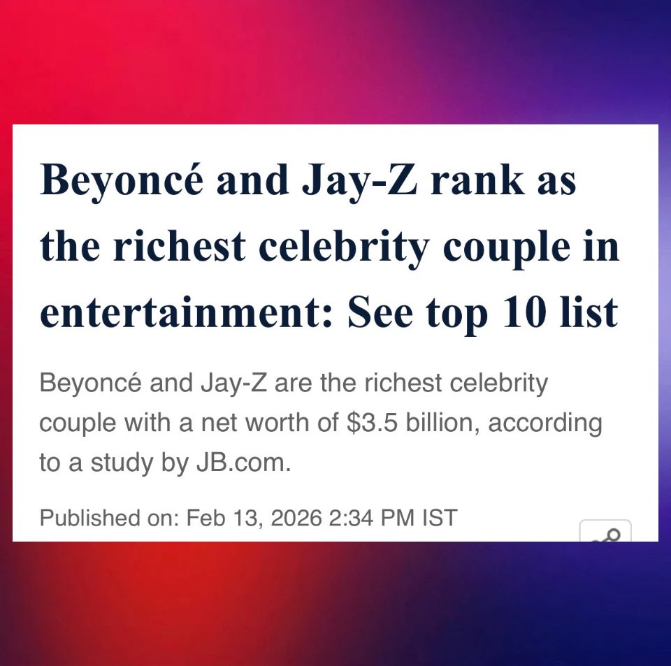 Beyoncé and Jay-Z has been crowned the richest celebrity couple in entertainment.