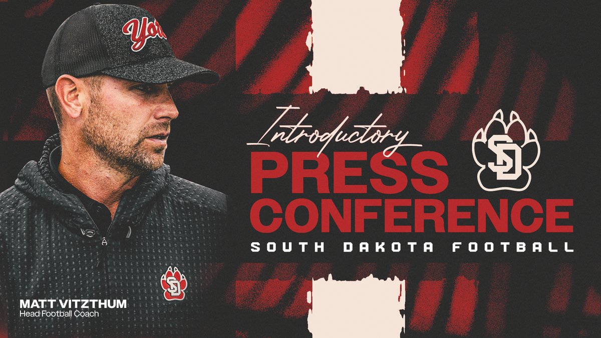 SDCoyotesFB's tweet photo. ICYMI | Watch today's introductory press conference with head coach Matt Vitzthum!

🔗 » https://t.co/6XimCfkBCK

#GoYotes https://t.co/MqglABZ2ap