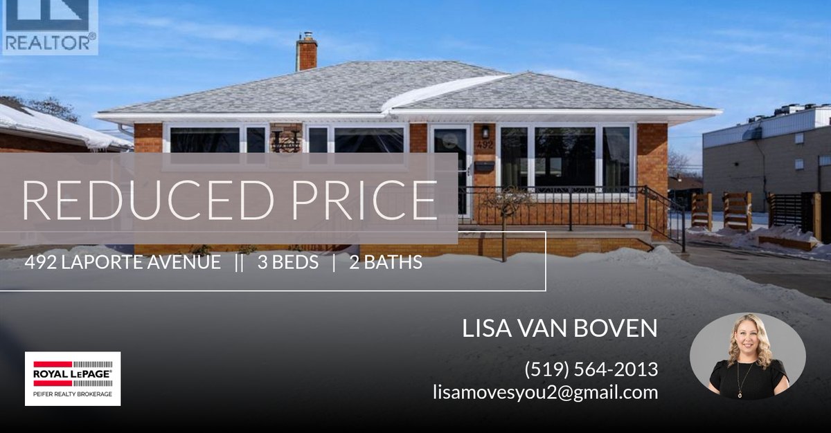 Lisa_moves_you's tweet photo. 📍Price Improvement📍 This beautiful home at 492 Laporte Avenue in Windsor won't last long, so, don't wait to set up a showing! Reach out here or at (519) 564-2013 for more information!

Contact Lisa Van Boven for more information ... https://t.co/IkzrrxXFbQ https://t.co/WmmG2YZ0lg
