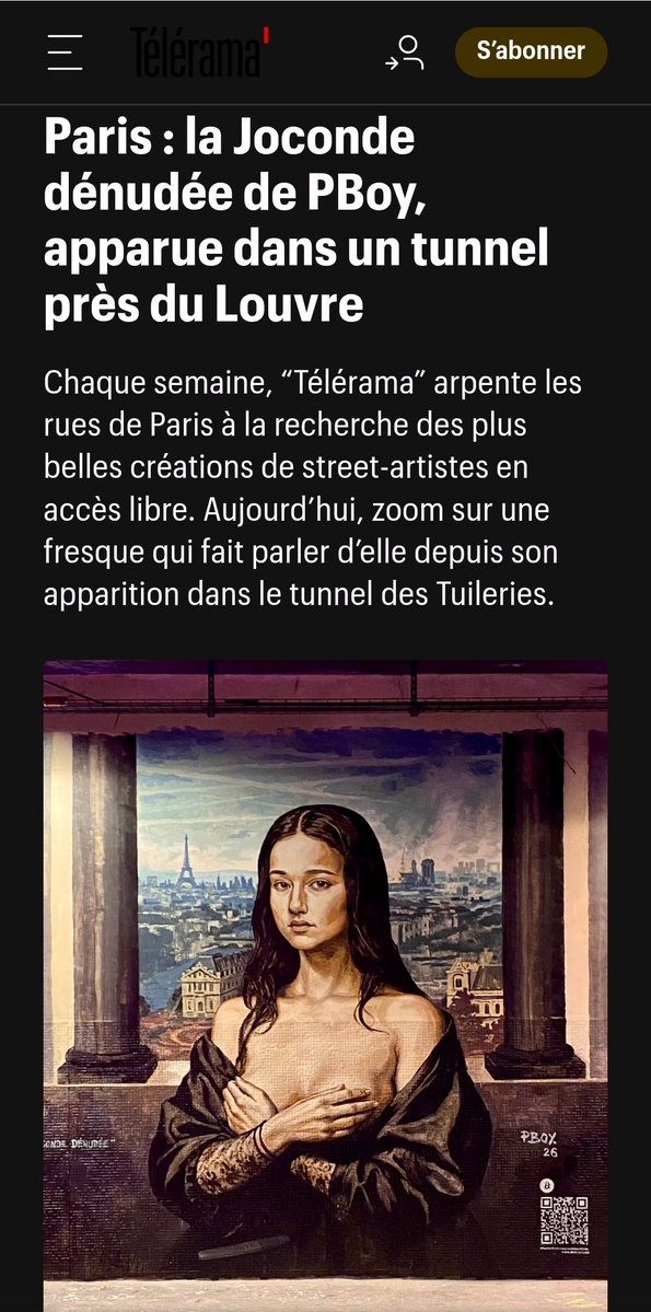 French magazine <a href="/Telerama/">Télérama</a> talking about #TheNakedMonaLisa 🧱📰