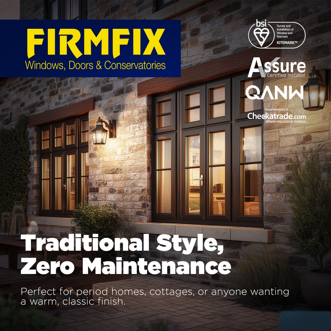 Timber-look PVC = charm + no maintenance.
Firmfix windows combine timeless style with modern performance.
📞 01684 296603 | 🌐 firmfix.co.uk