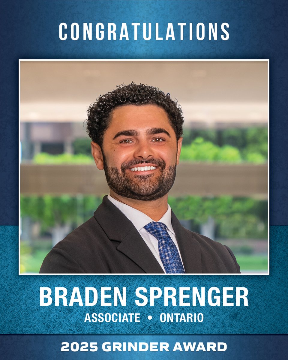 Voit Real Estate Services congratulates Braden Sprenger of our Ontario office for receiving the Grinder Award for his performance in 2025. Voit’s Grinder Award recognizes young brokers who are incredibly committed and energetic, make tons of cold calls and create a buzz that