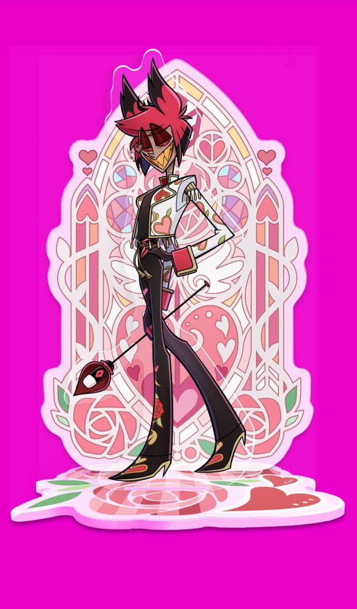 pluto2o's tweet photo. I don't even go here (don't love radioapple) but CMAWWWNNNN the apple motif on alastor???? the inverted colours??????? CMAAAAAAAN https://t.co/rTcrf7cQno