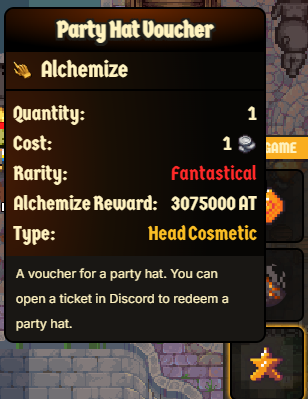 0x_Alex1s's tweet photo. lets gooo! another party hat voucher, was successfully sold to @t0_0t_jj. thank you. 
so far i made around 1k$ from 60$ investment and now just earning trinkets for free.

btw
if you're not playing @playdegenarena - i dont know what are you doing in crypto https://t.co/i72wzPqb7i