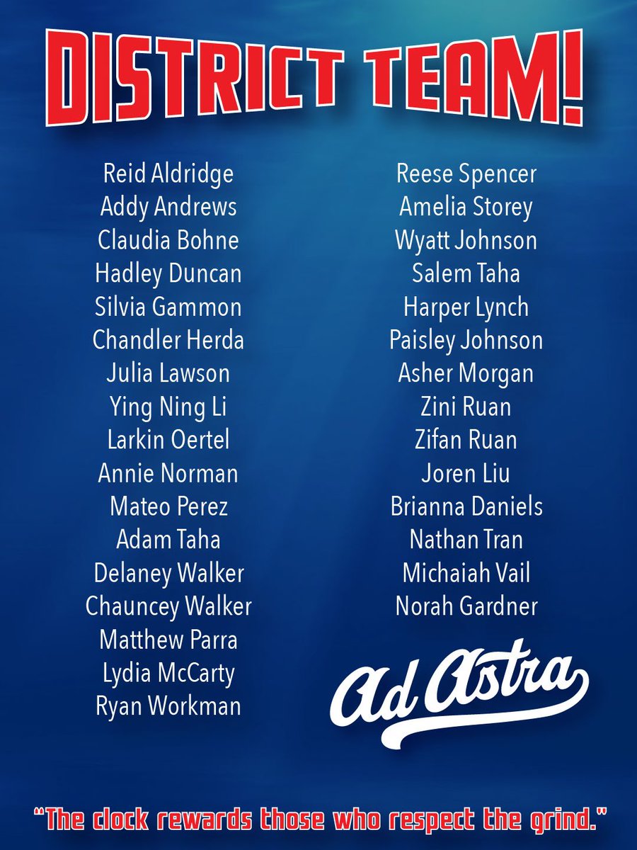 SwimAdAstra's tweet photo. Good Luck at Districts! Go AAAA - To the Stars! ✨ 🚀 ✨ https://t.co/D6tROd3tb8