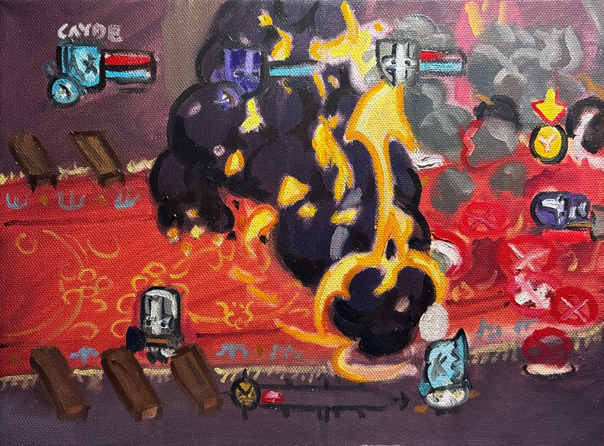 Here’s an oil painting I made of Castle Crashers