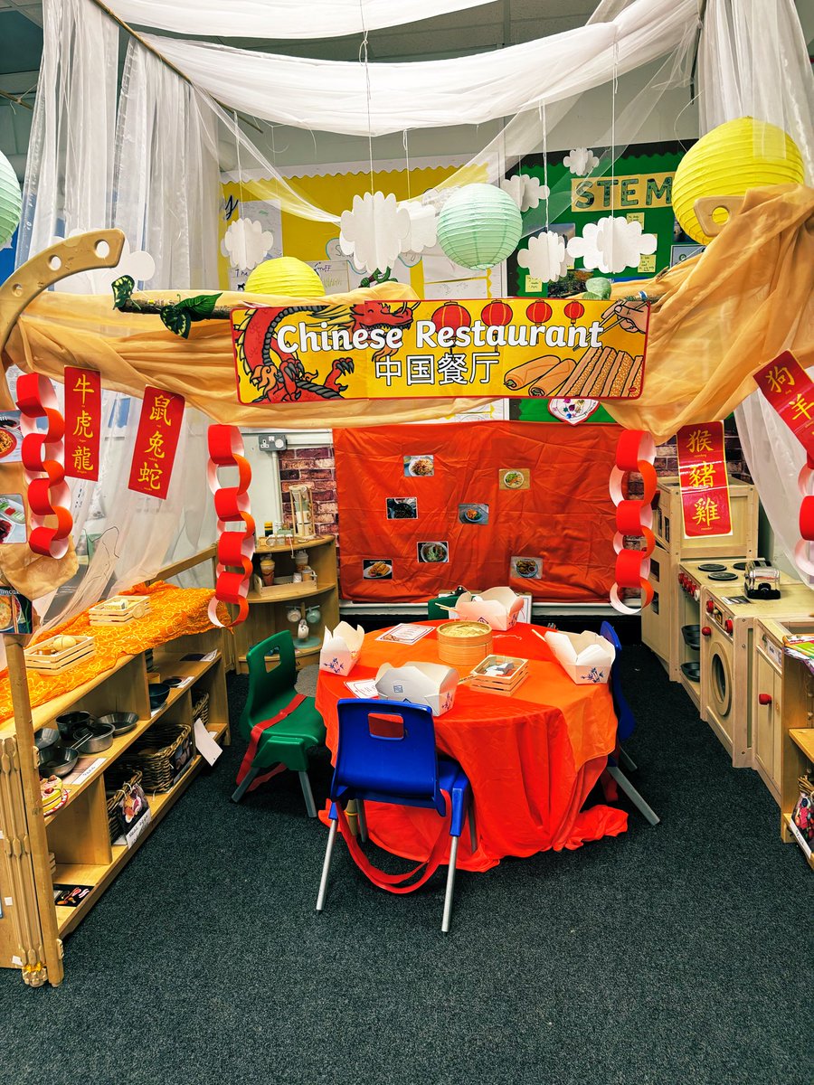 TheOaklandsBham's tweet photo. Nursery loved their Chinese inspired role play and continuous provision to celebrate Chinese New Year #Nursery #ChineseNewYear #continuousprovision #EYFS https://t.co/FLLtBJZSJ4