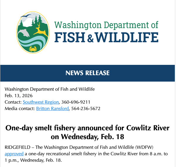 WAHomesRE's tweet photo. I'll follow up on Monday after I find out if there are actually smelt in the Cowlitz and if it's worth the trip.  I know the commercials have been getting them on the main stem Columbia. https://t.co/U2AcgPnn5b