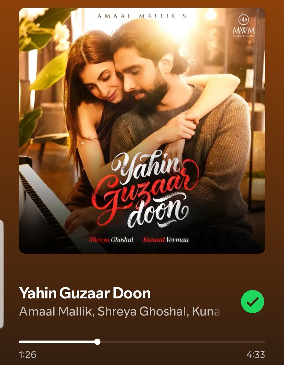 Words feel too small to express how lovely this song is…
Amaal’s melodies always carry that sukoon, and this one goes straight to the heart ♥️💫
Amaal &amp; Shreya Ma'am thank you for the magic you both created.

#YahinGuzaarDoon
#AmaalMallik𓃵  <a href="/AmaalMallik/">Amaal Mallik</a> 
<a href="/shreyaghoshal/">Shreya Ghoshal</a>