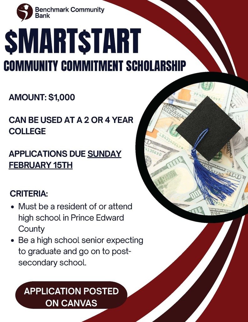 PrinceEdwardSch's tweet image. 🎓 PECHS Seniors: Scholarship opportunity available! Apply now and take the next step toward your future. #TheNextChapter