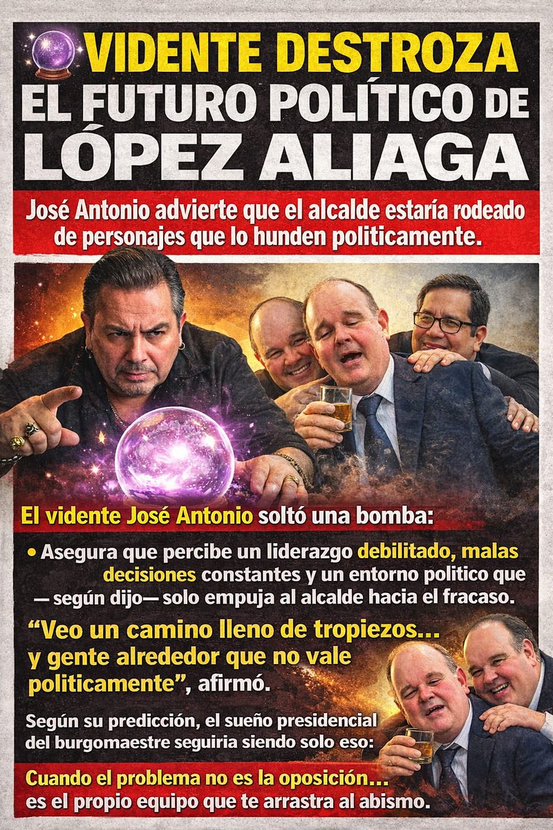 Famoso vidente señala que Rafael López Aliaga huele a "alcohol veo malas decisiones se juntan con personas que lo traen abajo para política no sirve nadie a su alrededor vale la pena Por eso el nunca será presidente"