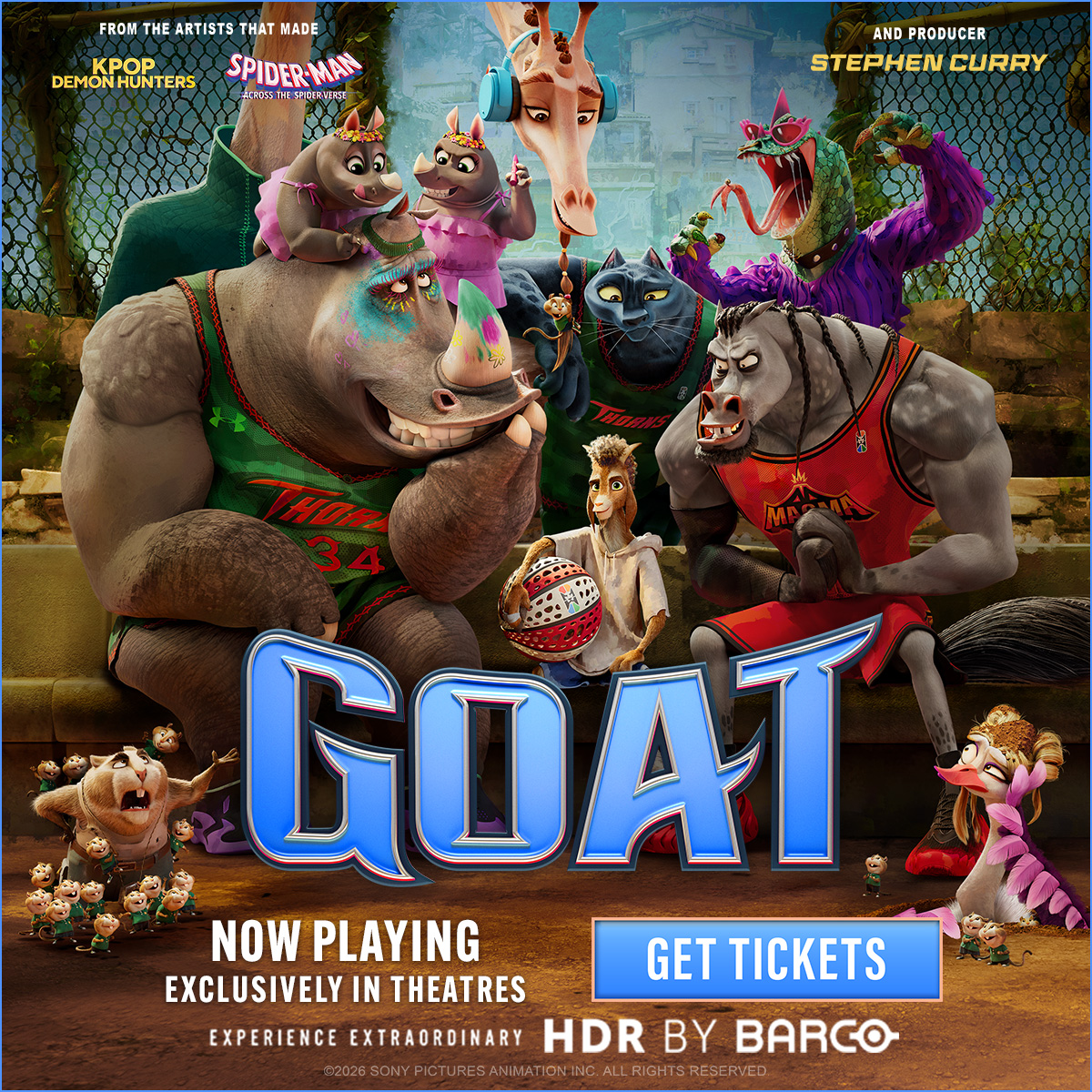 Prepárate para la acción. Mira #GOATMovie en tu propio idioma. Vive la emoción en #ElCineEnTuIdioma. Tickets bit.ly/4txZ2go