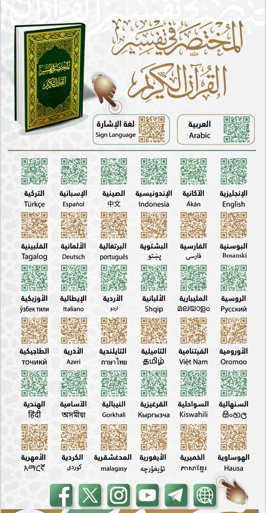 📌المصحف الشريف وتفسيره
 بـ ٣٨ لغة مع لغة الإشارة..
🔸ملف تفاعلي جميل..
🔸صدقة جارية عنك وعن والديك 🔁
🔸رابط ملف "pdf" 👇🏾
pdflink.to/719be77c/

⭕الدال على الخير كفاعله⭕
#القرآن #رمضان #Quran #صدقه_جاريه <a href="/BetaqaDaawia/">بطاقة دعوية</a> #Islam #القران_الكريم
