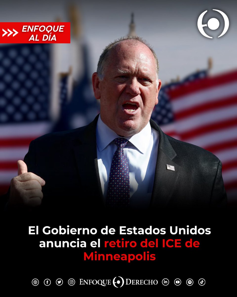 EnfoqueDerecho's tweet image. #EnfoqueAlDía 📰

El día de ayer, 12 de febrero, el enviado del presidente estadounidense #DonaldTrump, #TomHoman, anunció el #retiro del Servicio de Inmigración y Control de Aduanas (#ICE) de la ciudad de #Minneapolis.

Fuentes: Deutsche Welle

¿Qué opinas sobre esta noticia? ⬇️