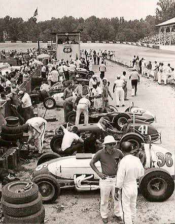 Salem_Speedway's tweet photo. A busy @USACNation pit area in the early 1960’s at the legendary high banks. https://t.co/uTRL83V2vb