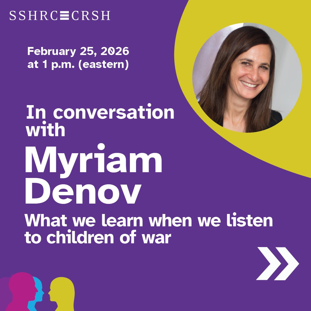 SSHRC_CRSH's tweet photo. 🥇 Tune in for a powerful talk with Myriam Denov of @McGillU and @ConversationCA on the lived experiences of war-affected children. Denov is #SSHRC’s 2025 Gold Medal winner. 
 
Feb 25 | 1 p.m. (EST)
Register now 👉 https://t.co/xaGutbiK57
@TIPS_SPIIE https://t.co/toD72lzbEx