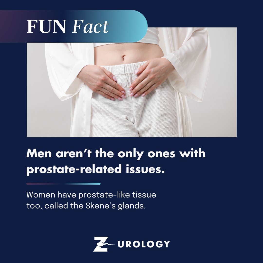 🧠 Fun Fact Friday:
Men aren’t the only ones with prostate-related issues — women have prostate-like tissue too, called the Skene’s glands.
Urology really is for everyone.

📞 Call (954) 714-8200 or visit zurology.com to learn more about comprehensive urology care.
