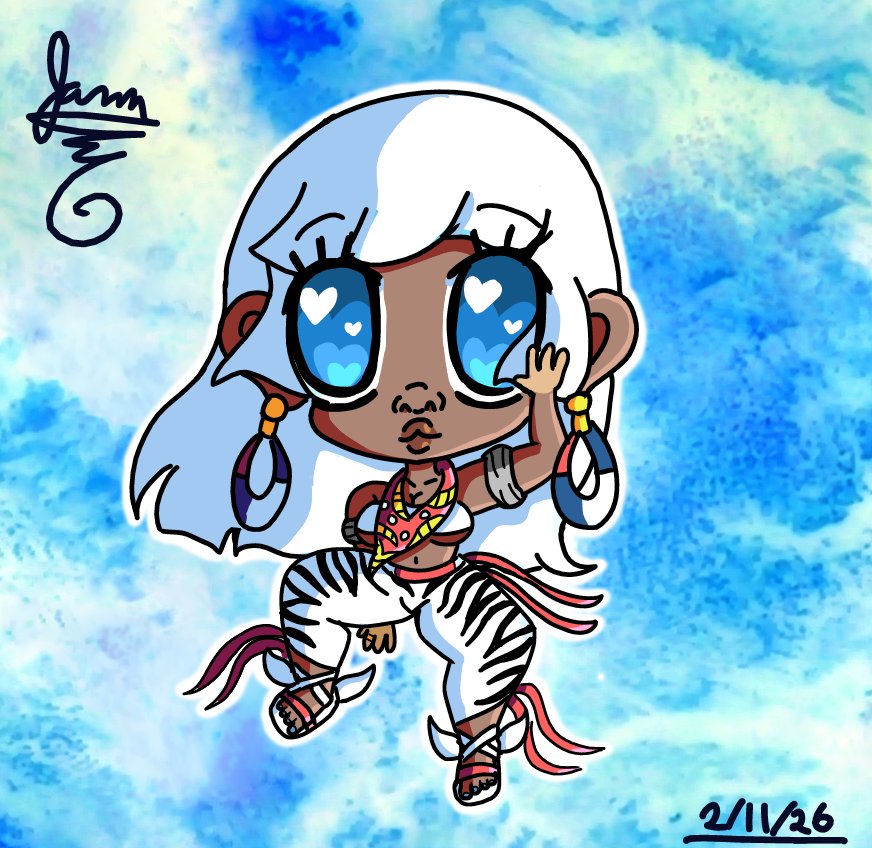 Here's a new recent fanart drawing of Elena from Street Fighter. <a href="/RealstripesPage/">Pepper-Stripes 🌸🐼.bsky.social</a> helped with pose.
#chibi #chibiart #digitalart #DigitalArtist #FanArtFriday #fanart #ArtistOnTwitter #twitterart #artmoots #art #StreetFighter #streetfighterfanart  #StreetFighter6 #capcom #elena