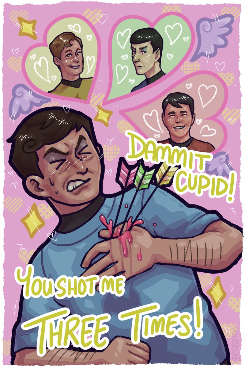 Happy Valentines day! (tomorrow)  

#startrek #mcspirkty #whatevertheshipiscalled #startrektos #startrekslash #startrekyaoi #shipthemallig #drmccoy #jimkirk #spock #montgomeryscott