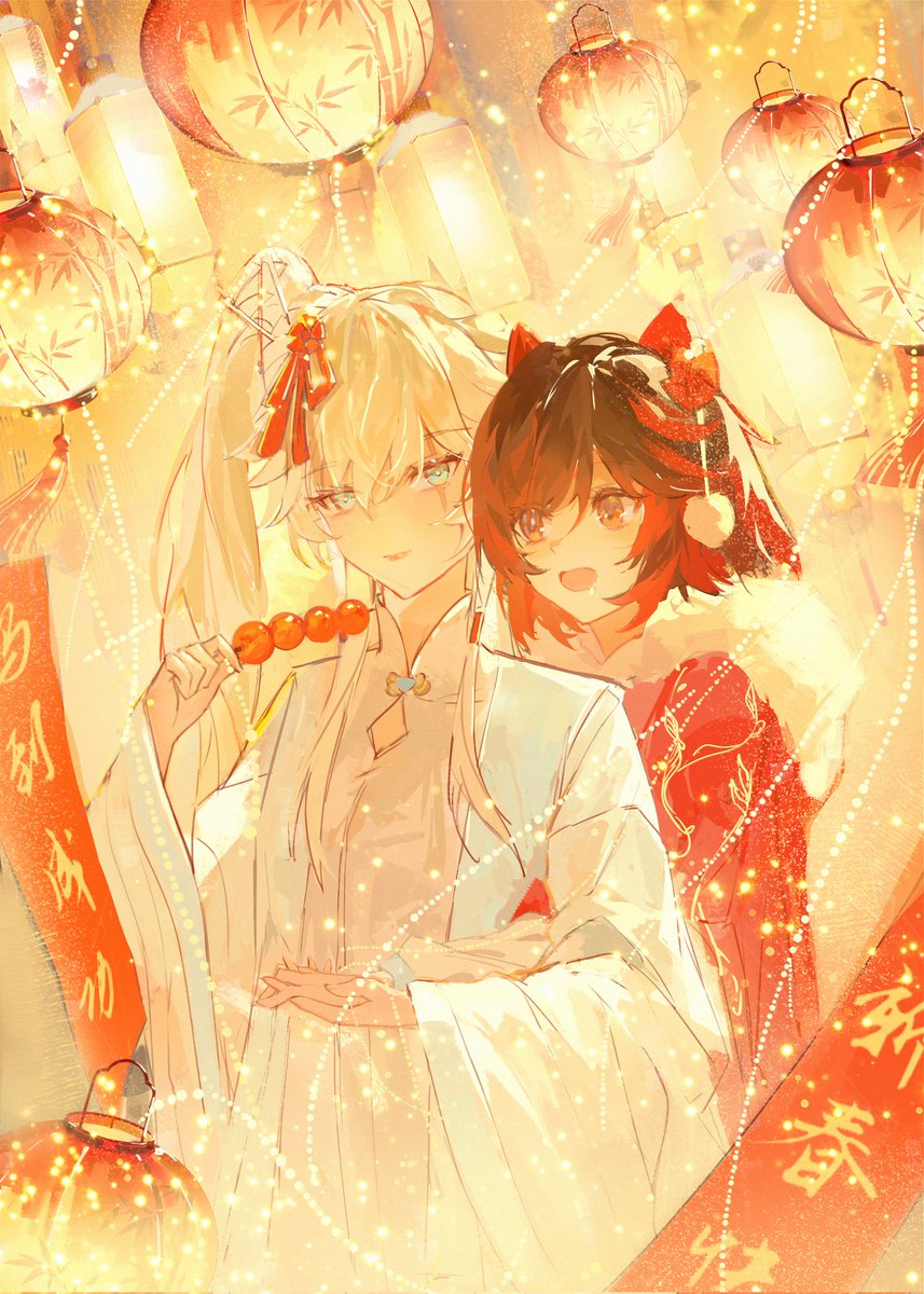servant_pulan's tweet photo. 是新年贺图，春节快乐~
时间好像跟情人节一起了，问题不大，反正都是在约会ヾ(@^▽^@)ノ 
#RWBY #whiterose https://t.co/GVvoejutGc
