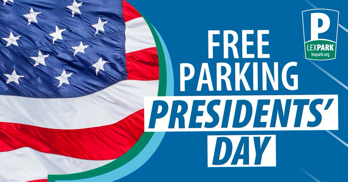LexParkingAuth's tweet photo. 🇺🇸 LEXPARK is offering FREE on-street meter parking &amp; garage parking on Monday, Feb 16 for Presidents’ Day.

Meters &amp; garage gates resume Tues, Feb 17.

⭐ Excludes Helix Garage &amp; 168 N Upper St lot (enforced 24/7, including holidays).

Find parking:
https://t.co/blff3JCGxU https://t.co/yrHojGl33V