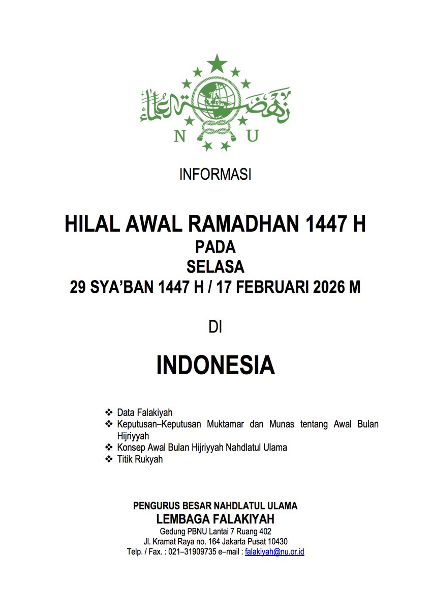 falakiyahnu's tweet photo. #sahabatfalakiyah berikut "Informasi Hilal Awal Ramadhan 1447 H pada Selasa 29 Sya'ban 1447 H (17 Februari 2026 M) di Indonesia."

Dapat diunduh di https://t.co/YbhMOPlqfy 

Ikuti kanal kami di https://t.co/XXhglwSz4s 

@nahdlatululama 
@nu_online 
@TV9NUsantara 
@ainunnajib https://t.co/ZrGdXWITpl