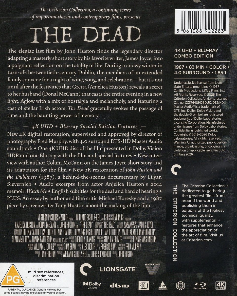 ジョン・ヒューストン監督『ザ・デッド／「ダブリン市民」より