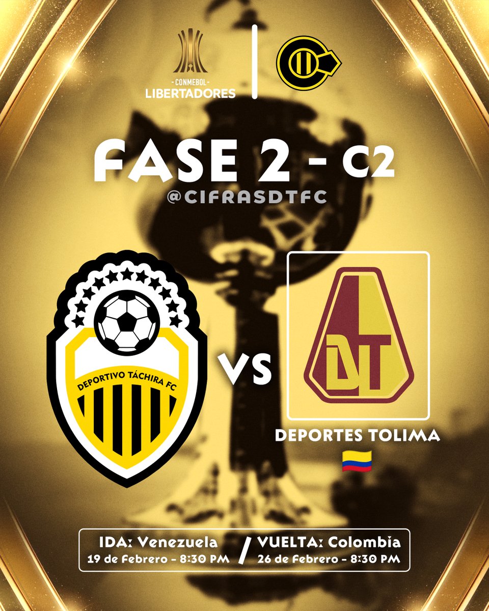✅🤝Definida la fecha y hora para el cruce de Fase 2 del <a href="/DvoTachira/">Deportivo Táchira FC</a> vs Deportes Tolima en Libertadores