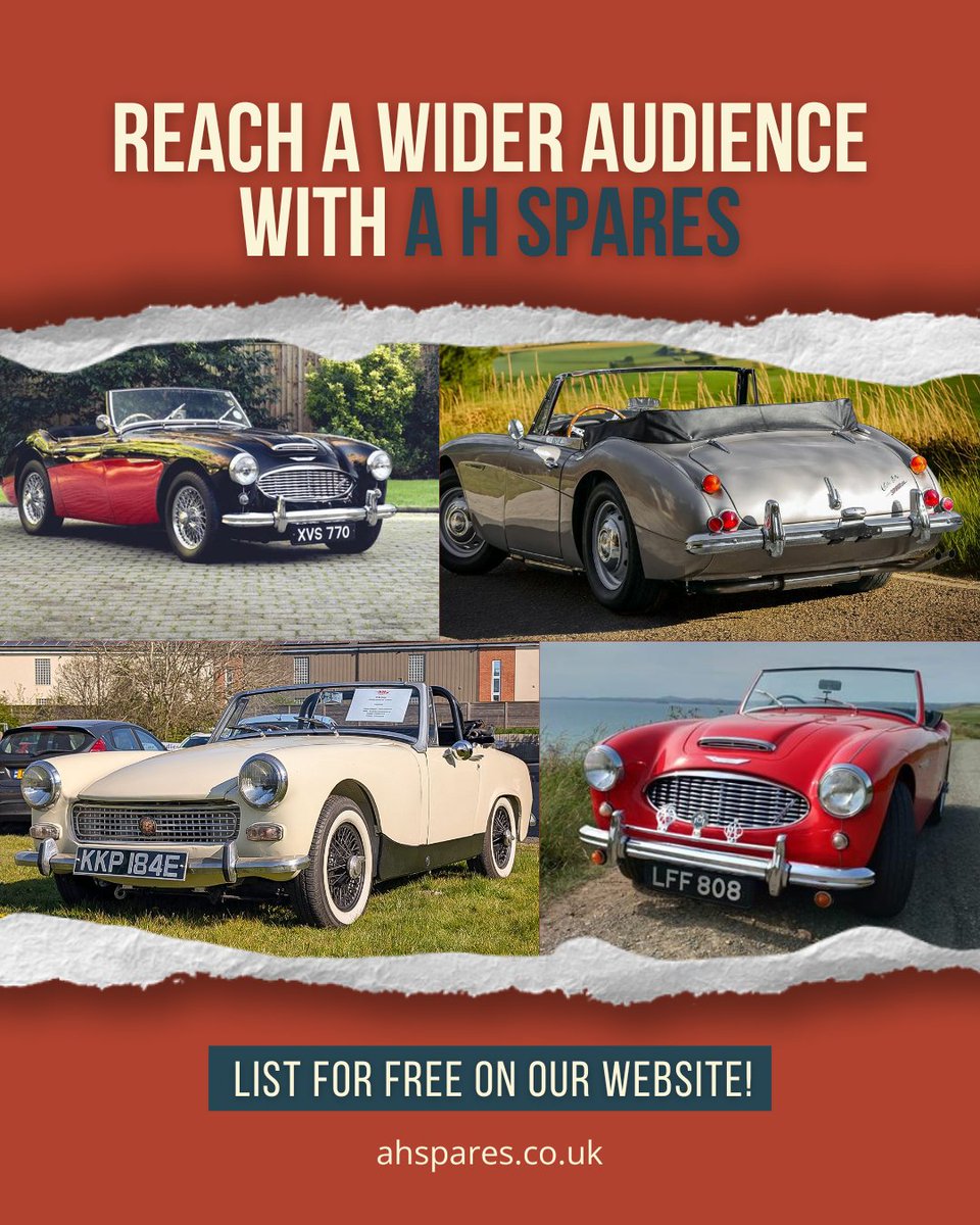 Thinking of selling your classic? Make sure it gets the attention it deserves — list it for FREE with A H Spares! 🚗✨

✅ 100% FREE
✅ Keep 100% of the sale price
✅ Stay in FULL CONTROL
✅ Reach a WIDER AUDIENCE

Don’t wait — list your classic:  tinyurl.com/yyfsmbnv