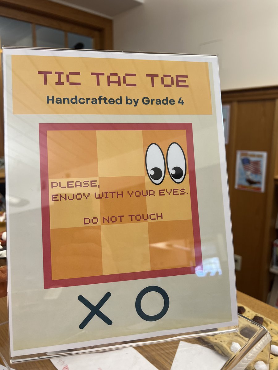 FessyiLab's tweet photo. Ms. Brophy's 4th grade artists created amazing handcrafted Tic-Tac-Toe games. Spotted in the Library: She and Mr. D @cdanzi613 in the midst of an intense game of chocolate chip cookie T-T-T.🍪 👀#makered #makerspace #makeart #creativity #tictactoe https://t.co/4yOaH1XlMo