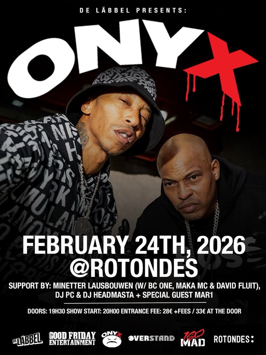 goodfridayent's tweet photo. ONYX Live in Luxembourg 🇱🇺 24/02 @ Rotondes
🎟️🎫 https://t.co/xhmRjyXXVG @ONYX_HQ @100MADHQ https://t.co/ZSTM5lniZB