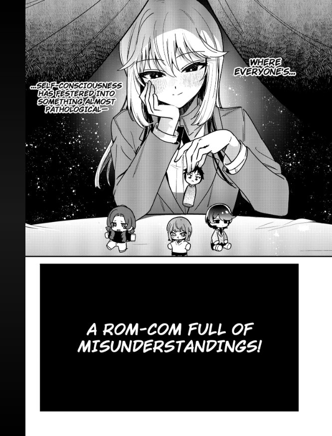 MC who because of past doesn't want to misunderstand a girl likes him. and Girls who realize that he wasn't in love with them when a new strong contender arrives.