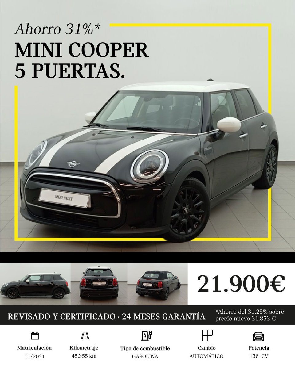 MINIAugusta's tweet photo. No dejes pasar las ofertas especiales en toda la gama MINI Next. Contacta en el 672096576. Sólo hasta final de mes. https://t.co/UmUwHJBO1b