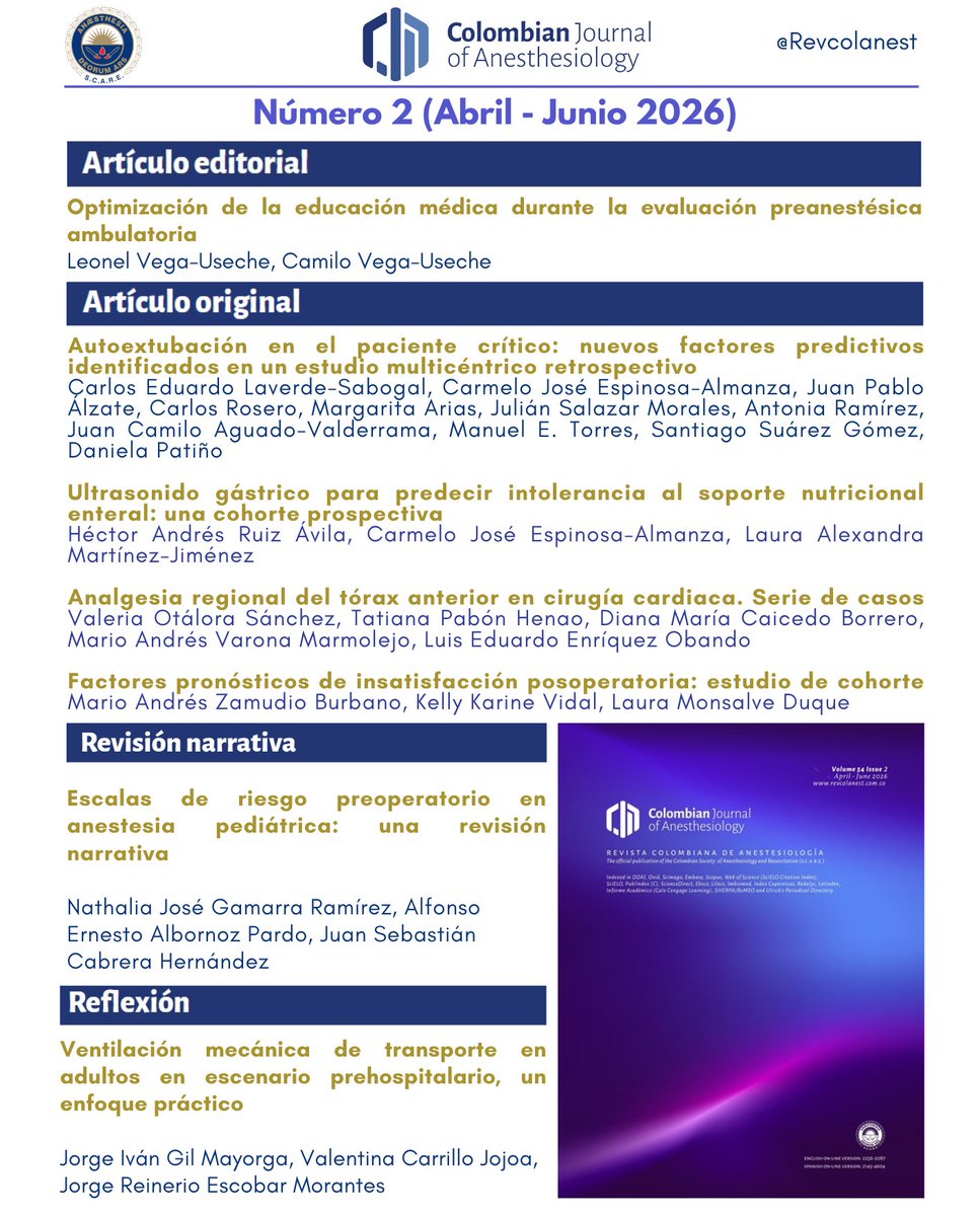 Colombian Journal of Anesthesiology - CJA tweet media