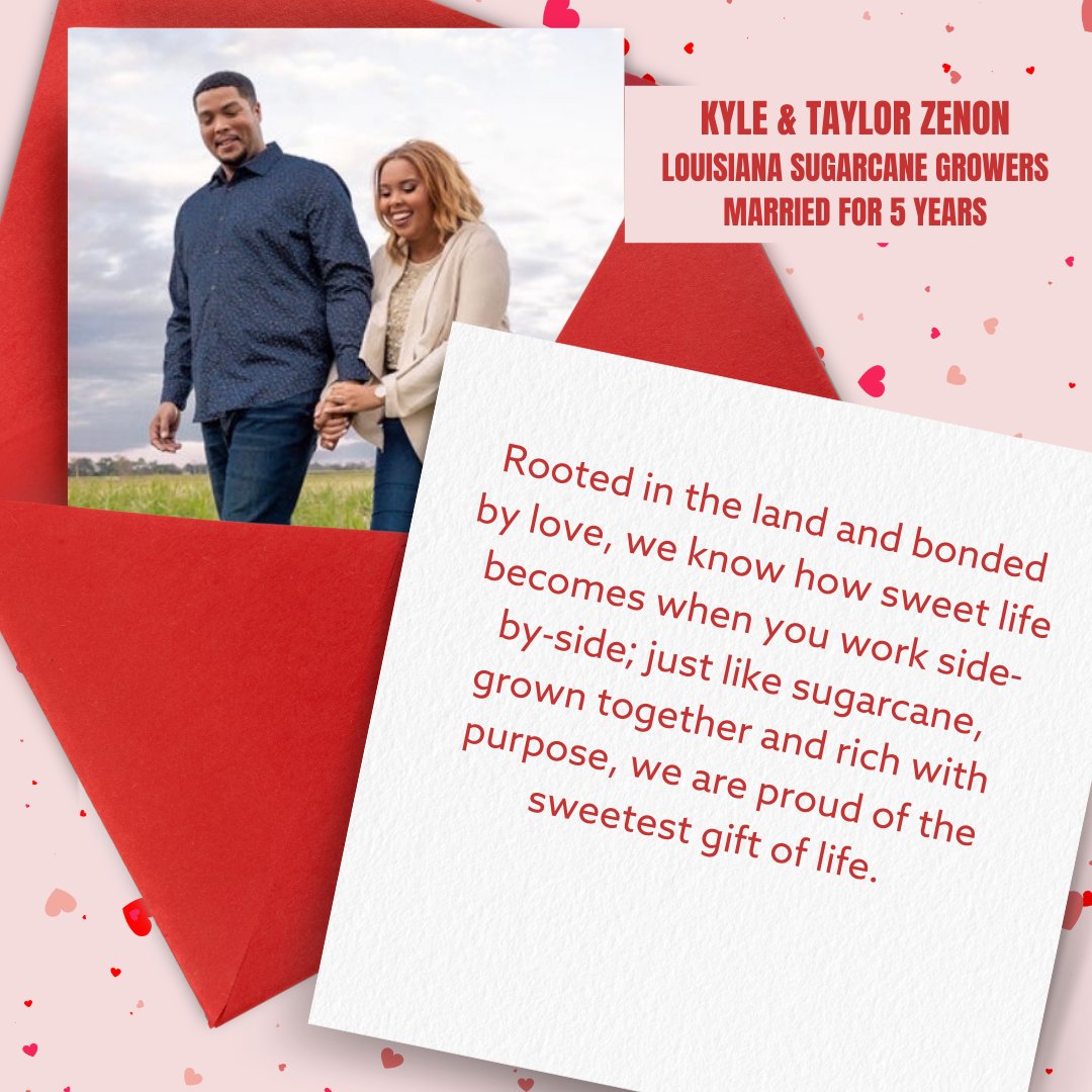 SugarAlliance's tweet photo. Love sure is sweet, just like our sugarbeet and sugarcane growers. 💕 Meet some of the farmers who pour love and commitment into their families, their land, and every pound of made-in-America sugar.

Do you have a sweet love story? We want to hear it! https://t.co/aeCzHPpcgp