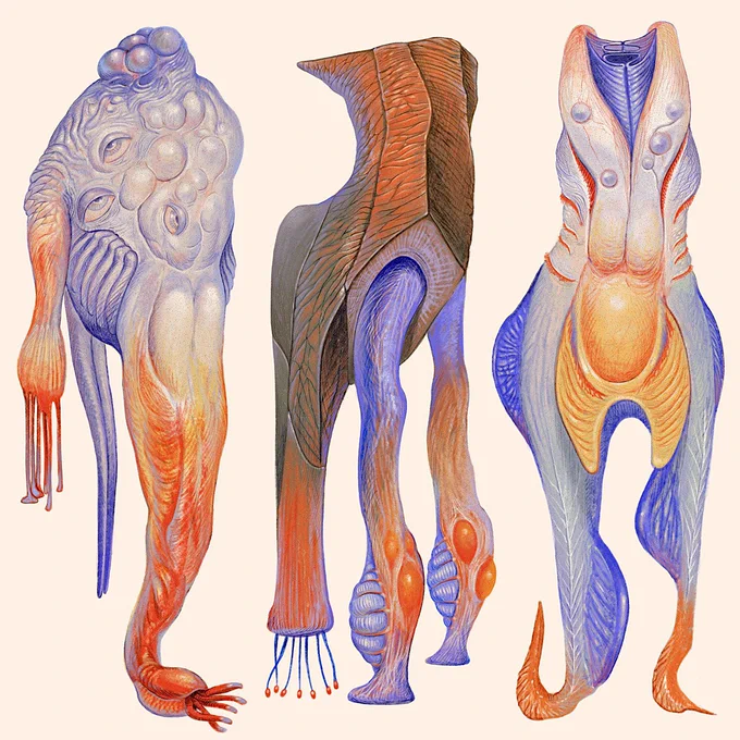 #私はこういう絵を描いています 生物と人を描いています