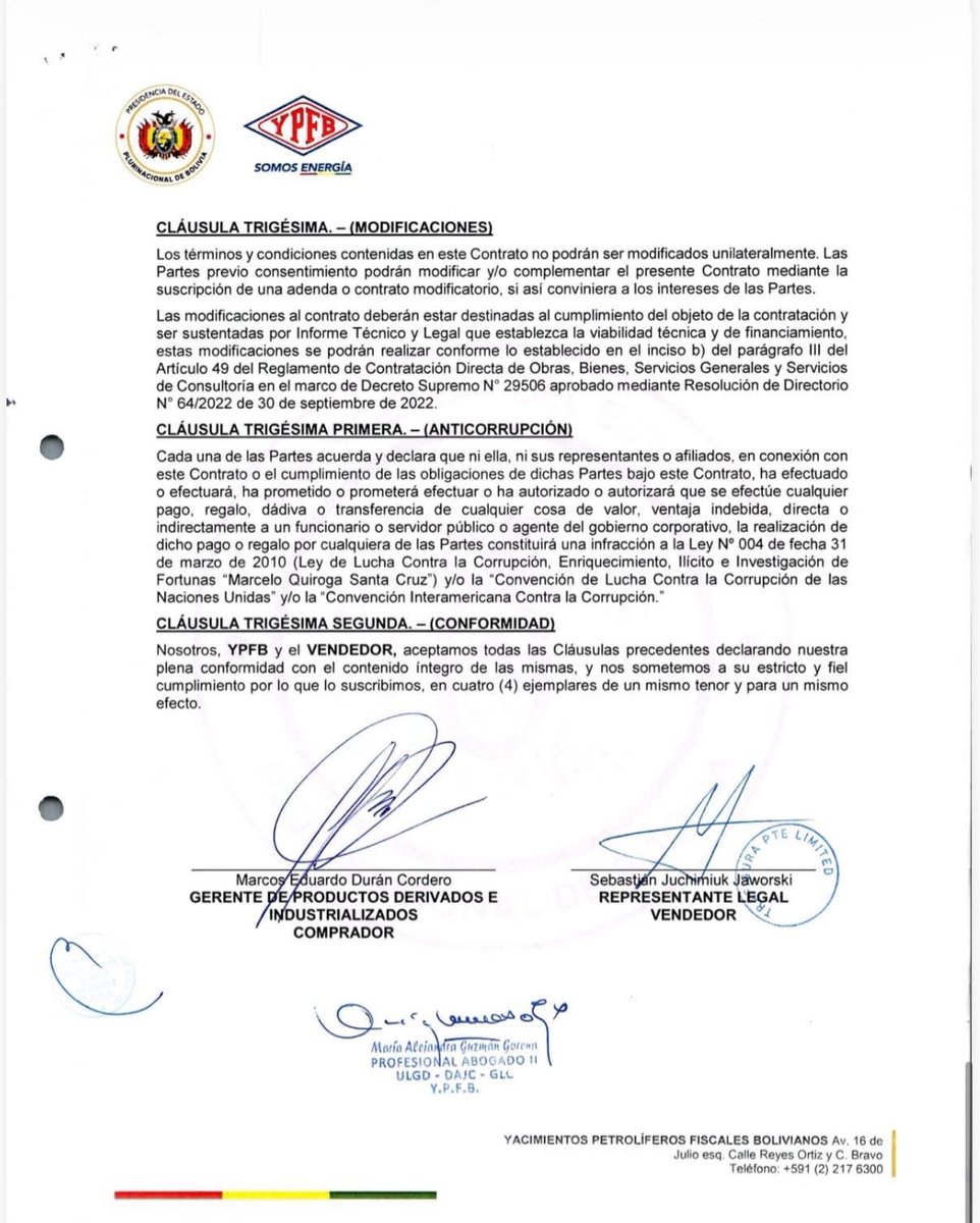 almajuca's tweet photo. Mientras Rodrigo Paz y Yusser Akli dicen que “no hay contrato”, documentos firmados en diciembre de 2025 muestran que YPFB sí acordó suministro de crudo con Trafigura muy caro. https://t.co/KeZOnqOkW2

#corrupción #sobreprecio #petroleo https://t.co/cM16Gc6OnX