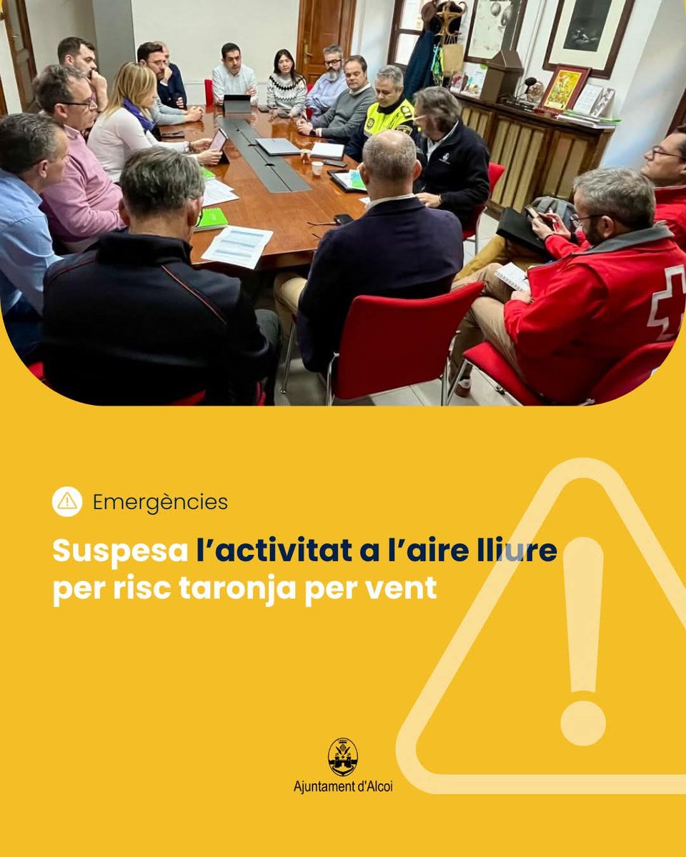 ⚠️ATENCIÓN. 
ALERTA NARANJA 🟧 POR FUERTES VIENTOS
alcoi.org/ca/portal/noti…
