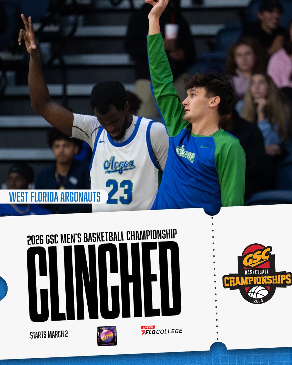 IT'S OFFICIAL 🏀🎟️

<a href="/UWFMensBBall/">UWF Men's Basketball</a> have secured a spot in the 2026 #GSCmbb Championship!

<a href="/FloCollegeHoops/">FloCollege | Basketball</a> | #GSCchamp