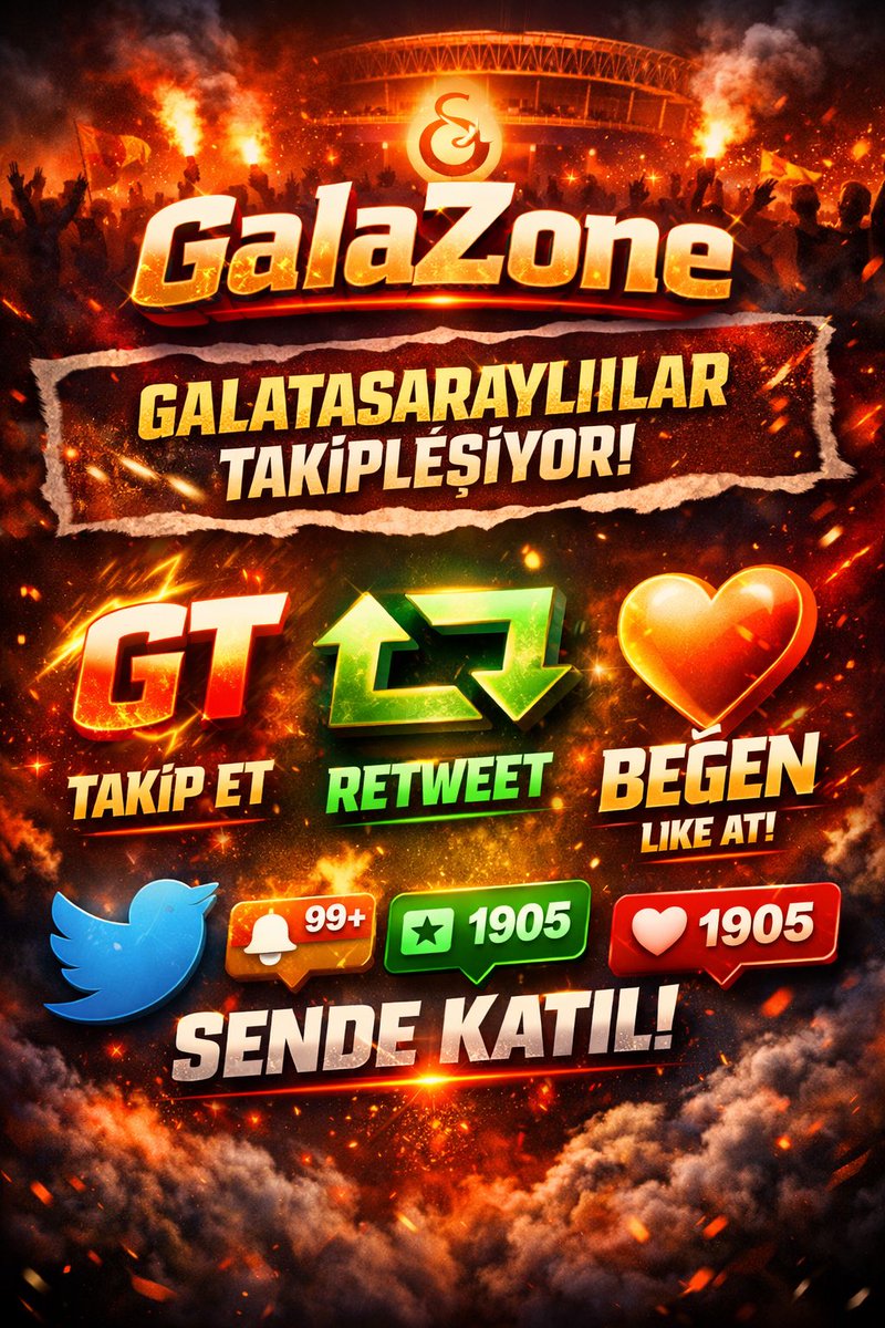 GalaZoneTR's tweet photo. MAÇ GÜNÜ TAKİPLEŞMESİ BAŞLASIN! 🔥
Sarı kırmızı kalpler burada toplanıyor! ❤️💛
✅ Takip et
🔁 RT yap
❤️ Beğen
📲 Yapan herkese geri dönüş var!
@GalaZoneTR 
#GT #RT #Beğen #Takipleşme #Galatasaray #MaçGünü #Cimbom #Aslanlar #Gala1905 #GalaZone #SarıKırmızı #Tribün #Taraftar #Futbol #SüperLig #MaçHeyecanı #Galatasaraylılar #TekYürek #Destek #TakipZinciri #BuguenGuenlerdenGALATASARAY