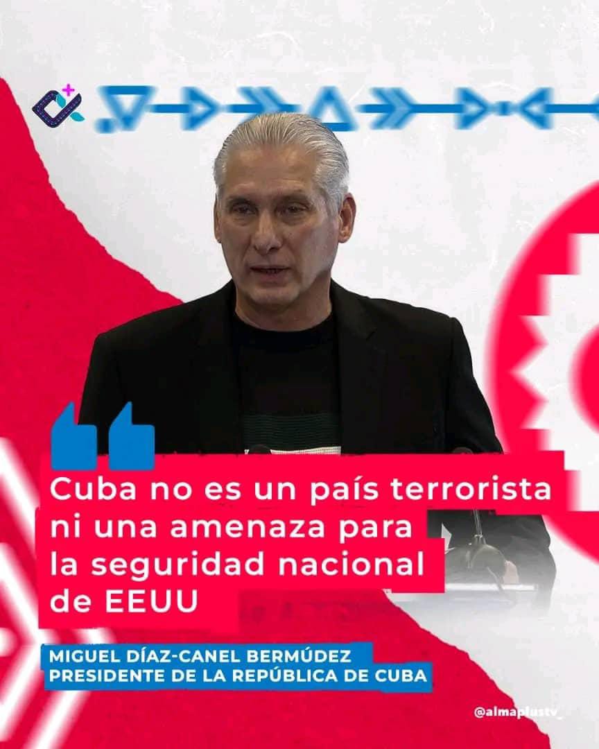 #Cuba no es un país terrorista, ni amenaza la seguridad de EE.UU. Nunca hemos promovido acciones agresivas, ni protegido terroristas. La única base militar extranjera en nuestro suelo, es la ilegal base norteamericana en #Guantánamo. #CubaEstáFirme #CubaNoEstáSola #CubaVencerá
