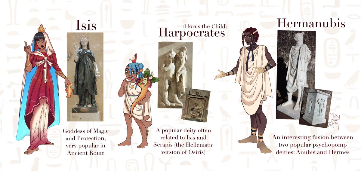 Made some Roman version designs for Isis, Anubis and Ruru 🙌🏽✨